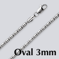 STERLING SILVER OVAL BEAD CHAIN